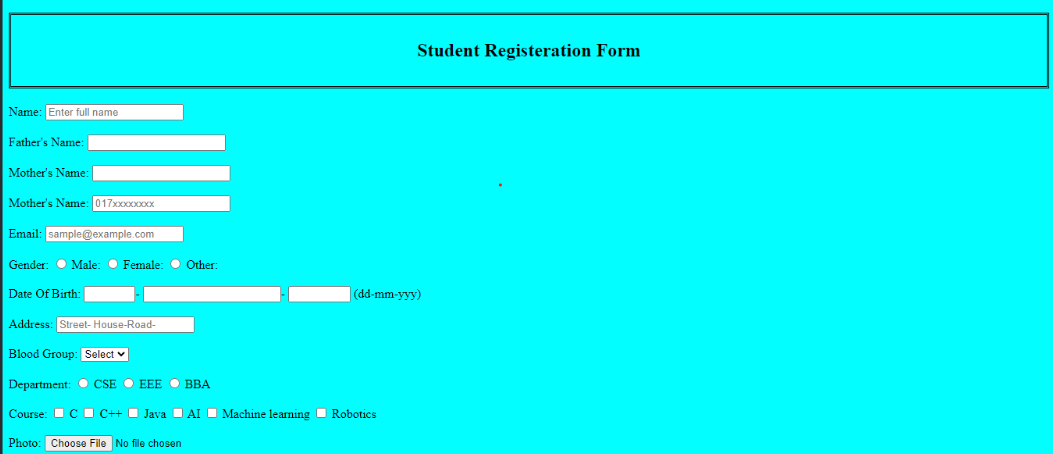 student registeration Form